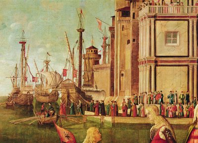 The Meeting of Etherius and Ursula and the Departure of the Pilgrims, from the St. Ursula Cycle, c.1490-96 (detail) by Vittore Carpaccio